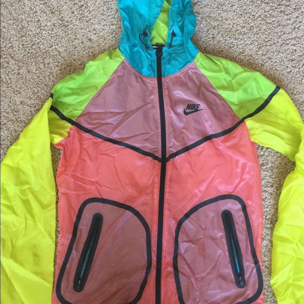 Nike Multicolor Windbreaker Jacket - Neon Yellow, Coral, Teal